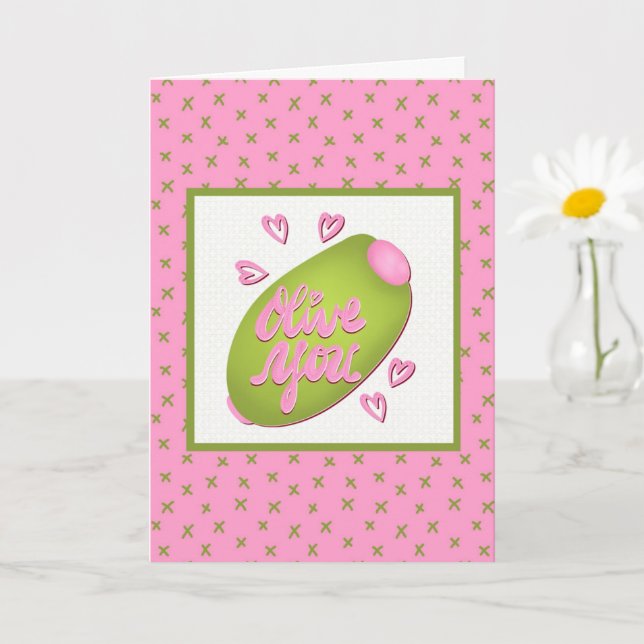 Tarjeta Olive Me Loves Olive You Funny Retro Love (Planta pequeña)