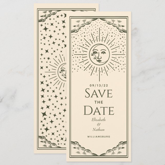 Tarjeta Olive Sun and Moon Tarot Card Save the Dat (Anverso / Reverso)