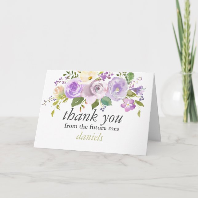 Tarjeta Olive Watercolor Floral Bridal Shower (Anverso)