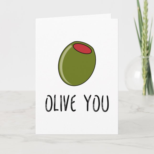 Tarjeta Olive You, Pun, Funny I Love You, El día de San Va (Anverso)
