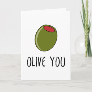 Tarjeta Olive You, Pun, Funny I Love You, El día de San Va
