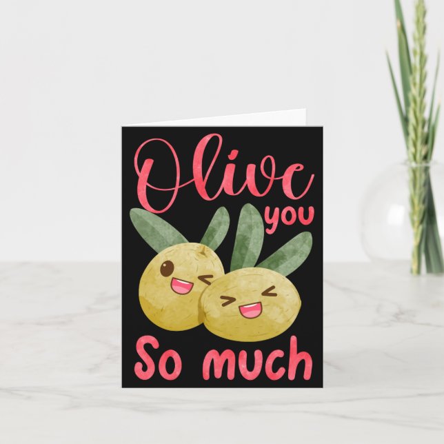 Tarjeta Olive You So Much Funny Food Pun Baby  (Anverso)