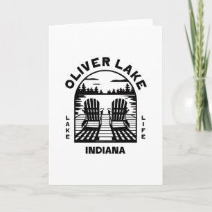 Tarjeta Oliver Lake Indiana al aire libre Vintage 1