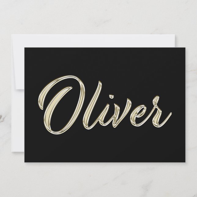 Tarjeta Oliver Name white gold Handwriting Karte (Anverso)
