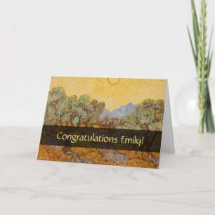 Tarjeta Olivos de Van Gogh Cielo Sol Amarillo