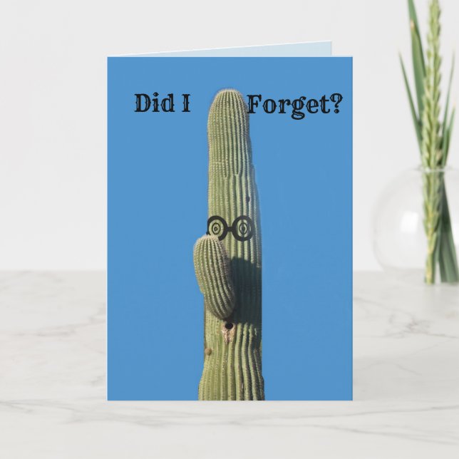 Tarjeta Olvidé el humor de Cactus de cumpleaños (Anverso)