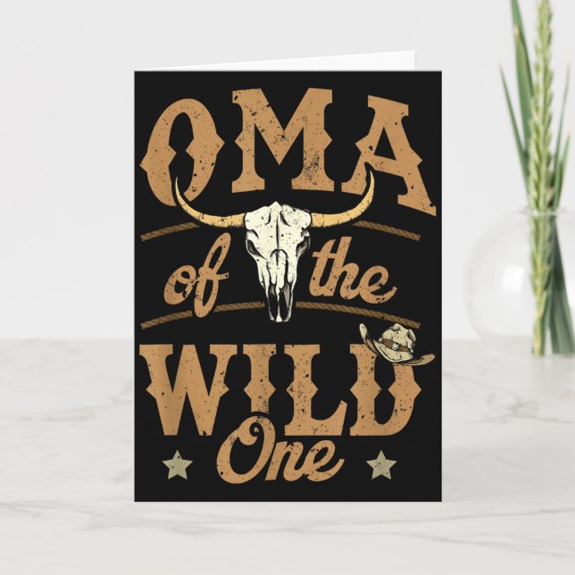Tarjeta Oma Of The Wild One Cowboy Western Rodeo Party Mat (Anverso)