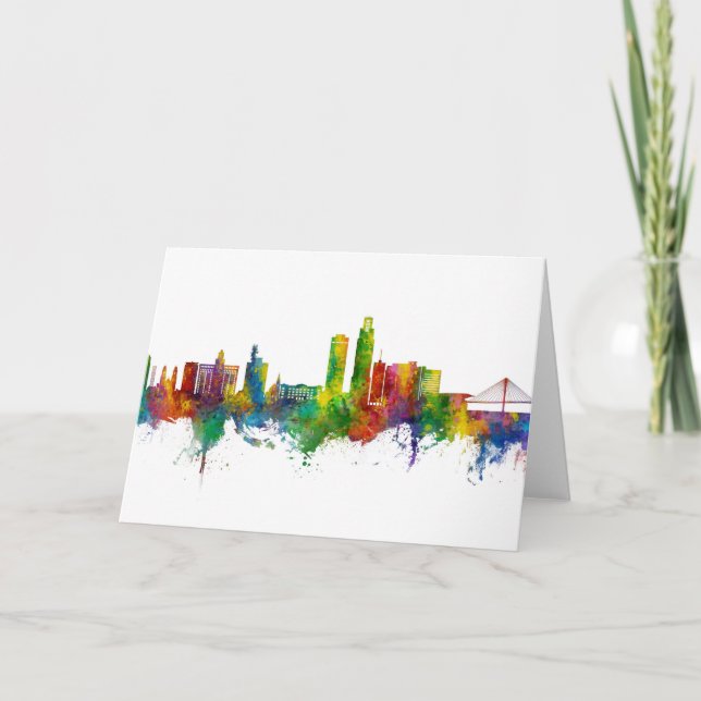 Tarjeta Omaha Nebraska Skyline (Anverso)