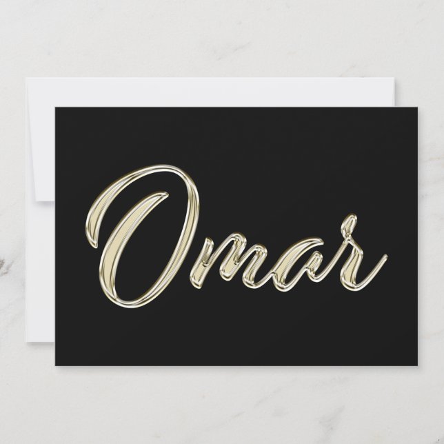 Tarjeta Omar Name white gold Handwriting Karte (Anverso)