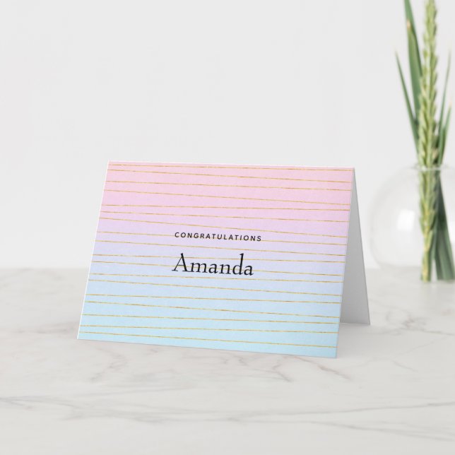 Tarjeta Ombre Pastel Azul Rosa con Graduación de Líneas de (Anverso)