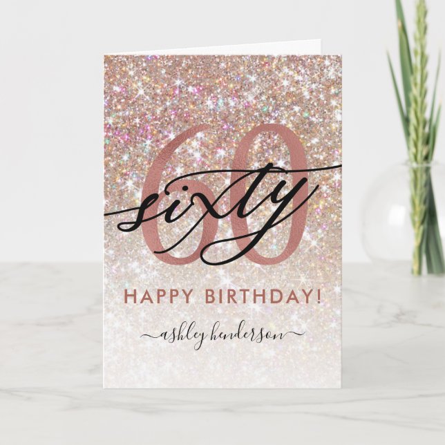 Tarjeta Ombre, Purpurina de Moda de cumpleaños núm (Anverso)