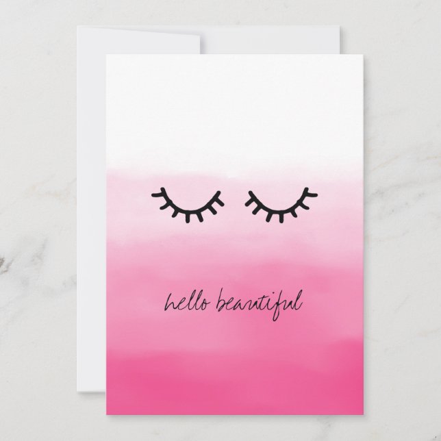 Tarjeta Ombre rosado de ojos negros (Anverso)