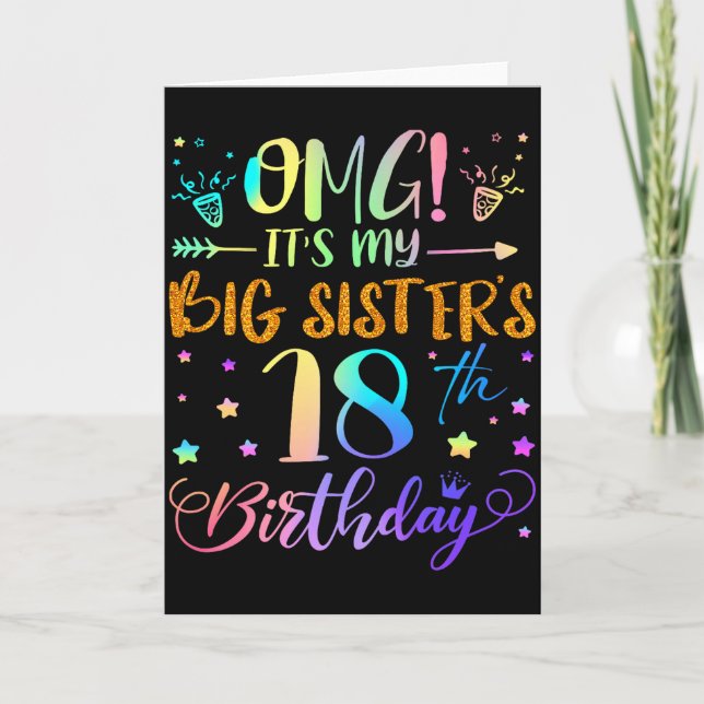Tarjeta Omg Es El Cumpleaños 18 De Mi Hermana Mayor Dulces (Anverso)