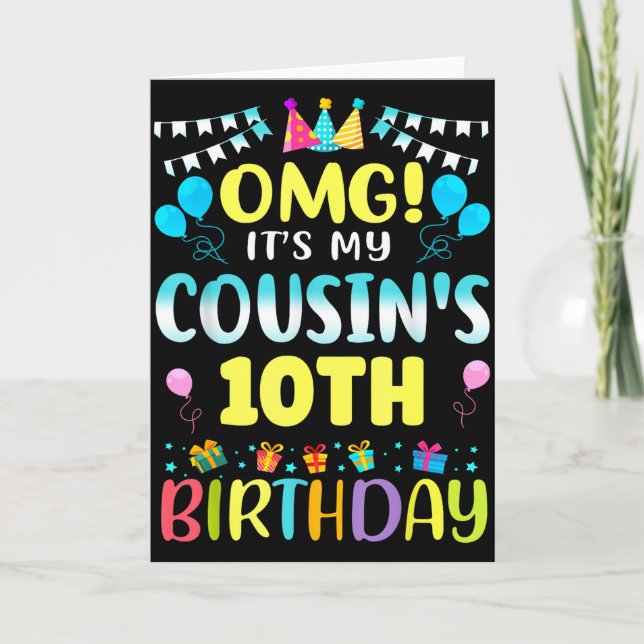 Tarjeta Omg Es El Cumpleaños Número 10 De Mi Primo Dulces  (Anverso)