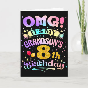 Tarjeta Omg Es El Cumpleaños Número 8 De Mi Nieto Feliz 8 