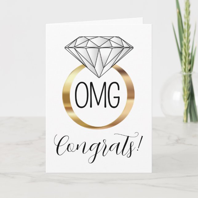 Tarjeta OMG felicitaciones anillo de compromiso de diamant (Anverso)