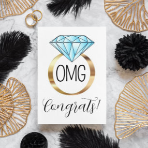 Tarjeta OMG Felicitaciones Anillo de compromiso de diamant