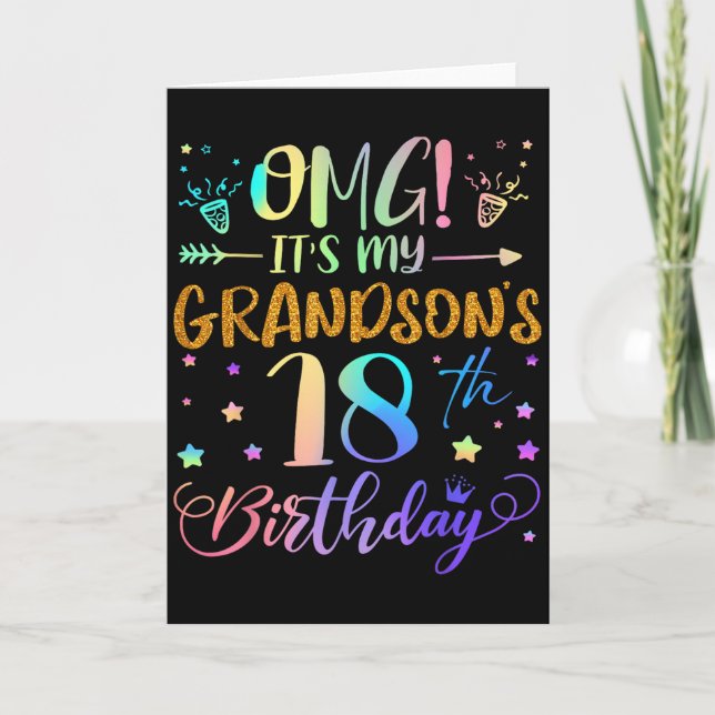 Tarjeta Omg Its My Grandsons 18th Birthday Sweet 18 Years  (Anverso)