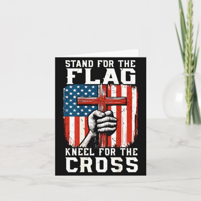 Tarjeta On-back Stand For Flag Kneel Cross Patriotic Chris (Anverso)