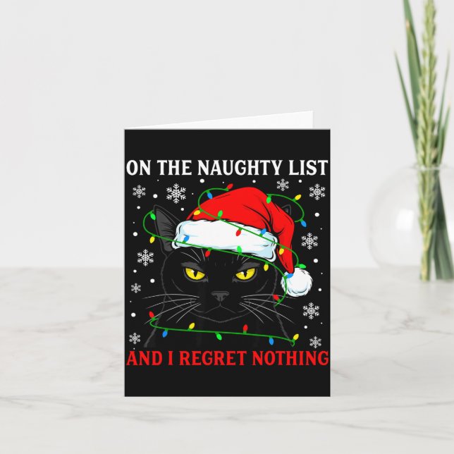 Tarjeta On Naughty List And Regret Nothing Christmas Cat K (Anverso)