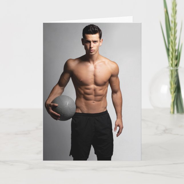 Tarjeta On The Ball Hot Guy Greetings Card (Anverso)