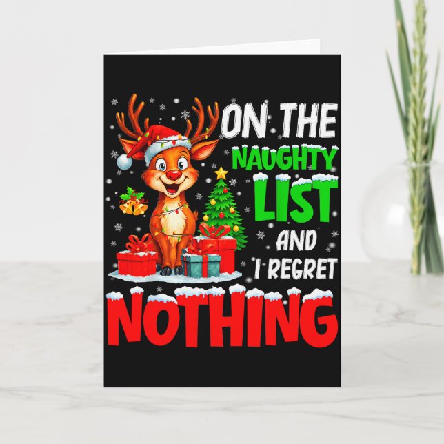 Tarjeta On The Naughty List And Regret Nothing Christmas X (Anverso)