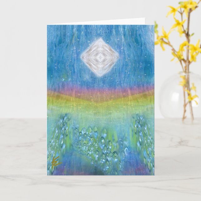 Tarjeta Onda Arcoiris Luminoso Orb Sparkle Light Chakra (flor amarilla)