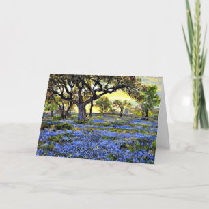 Tarjeta Onderdonk - Árbol de roble antiguo y Bluebonnets