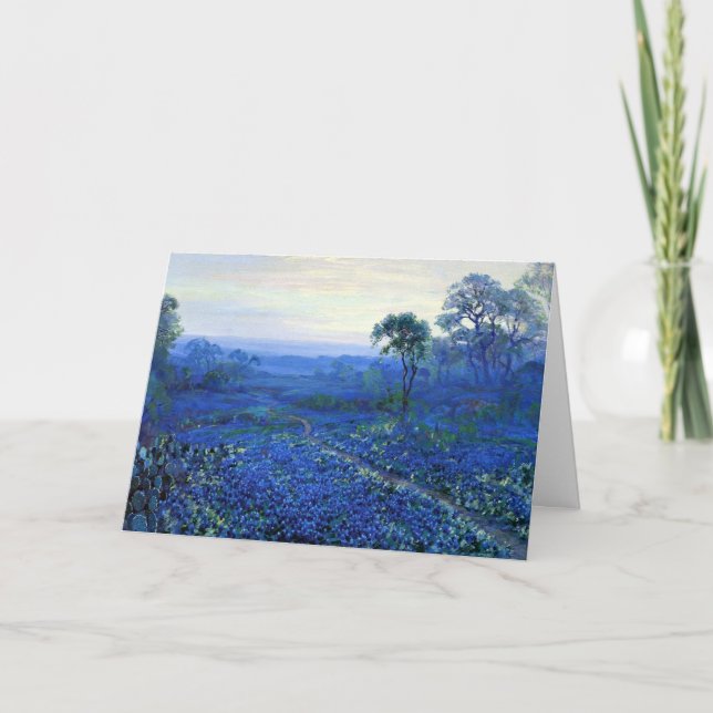 Tarjeta Onderdonk - paisaje de Bluebonnet con Cacti, Road, (Anverso)