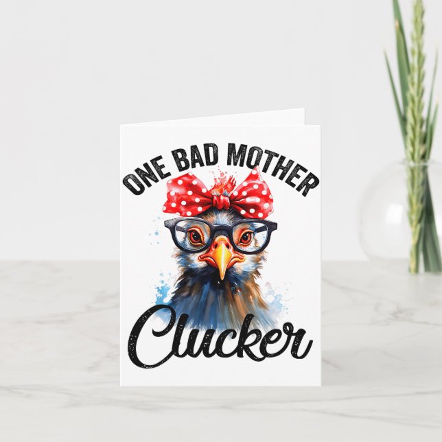 Tarjeta One Bad Mother Clucker Funny Chicken  (Anverso)