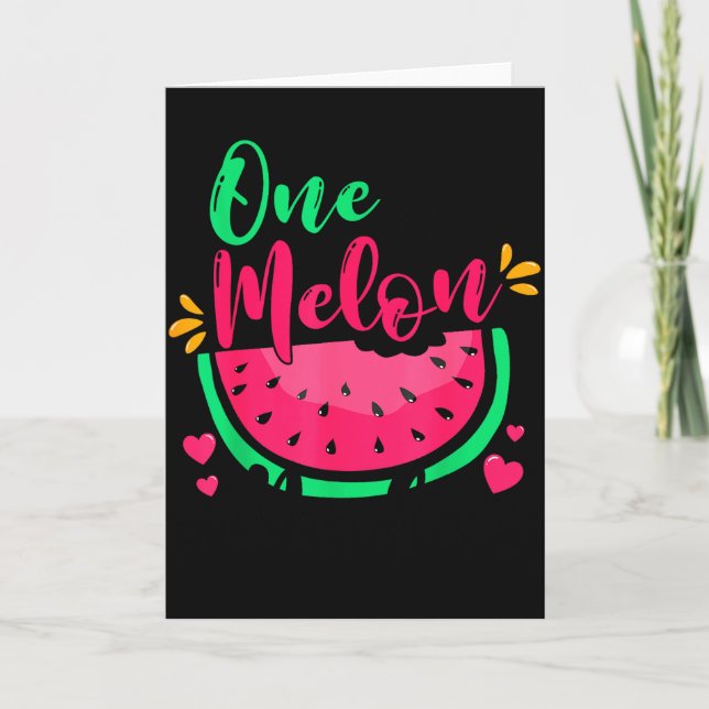Tarjeta One In A Melon Dada Summer Birthday Party Matching (Anverso)