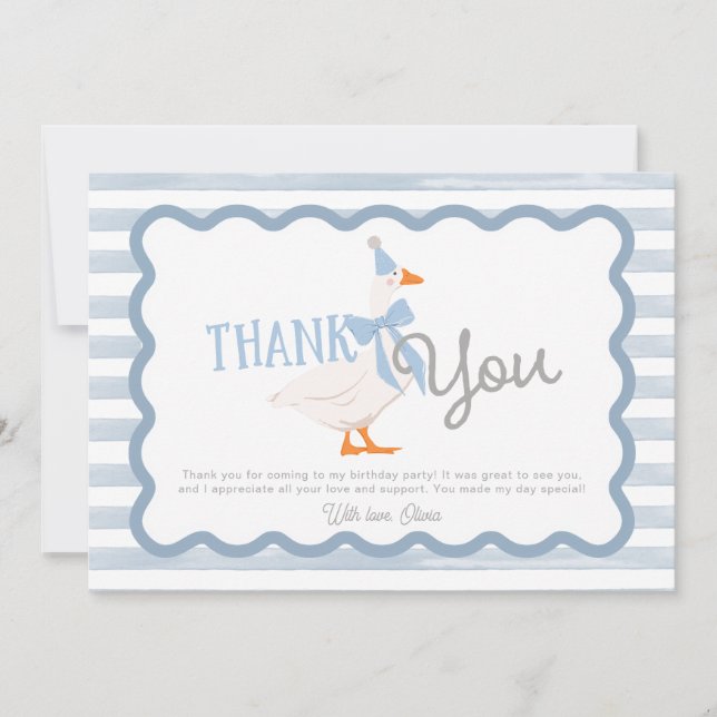 Tarjeta One Silly Goose Boy 1st Birthday Thank You (Anverso)