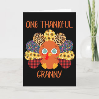 Tarjeta One Thankful Granny Turkey Grandma Family Thanksgi