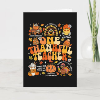 Tarjeta One Thankful Teacher Thanksgiving Groovy Fall Autu