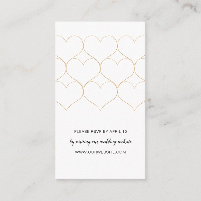 Tarjeta online Rsvp de corazones de boda de oro mo (Anverso)