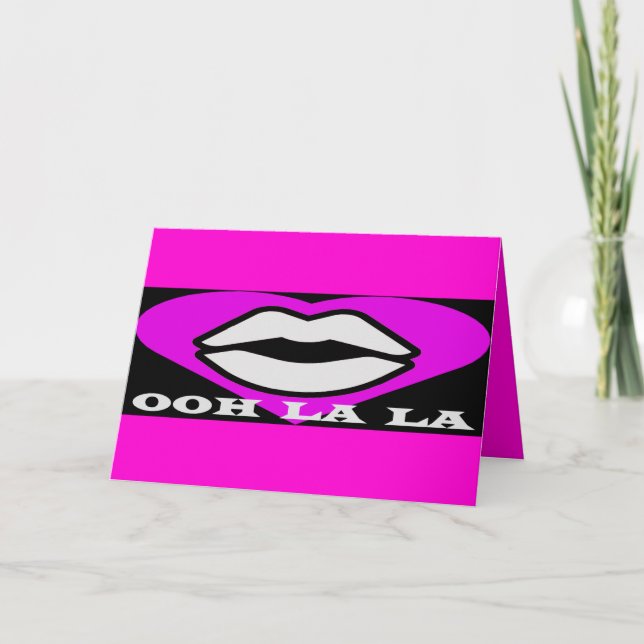 Tarjeta OO La La diseño rosa y de belleza negra francés (Anverso)