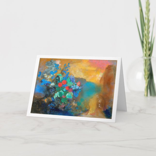 Tarjeta Ophelia entre las flores, Redon (Anverso)