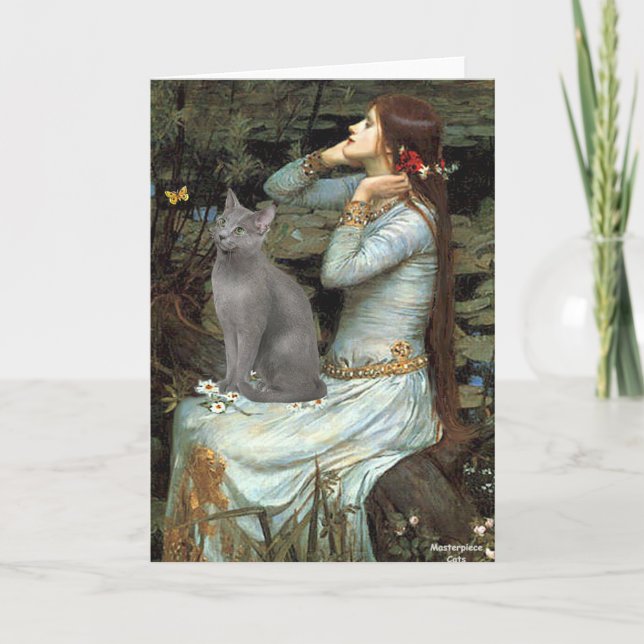 Tarjeta Ophelia - gato azul ruso (Anverso)
