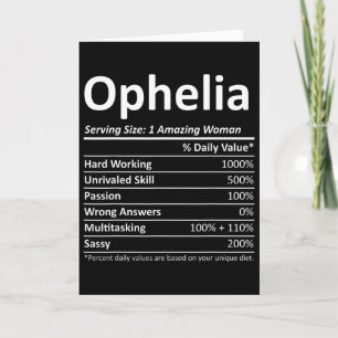 Tarjeta Ophelia Nutrición Nombre Personalizado Divertida N