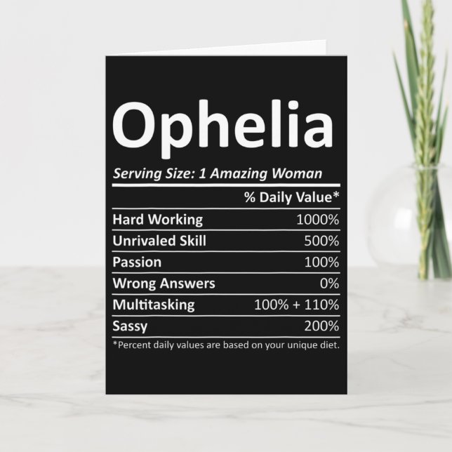 Tarjeta Ophelia Nutrition Nombre Personalizado Divertido C (Anverso)