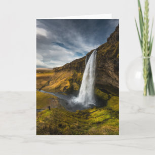Tarjeta Opinión hermosa del paisaje de Seljalandsfoss