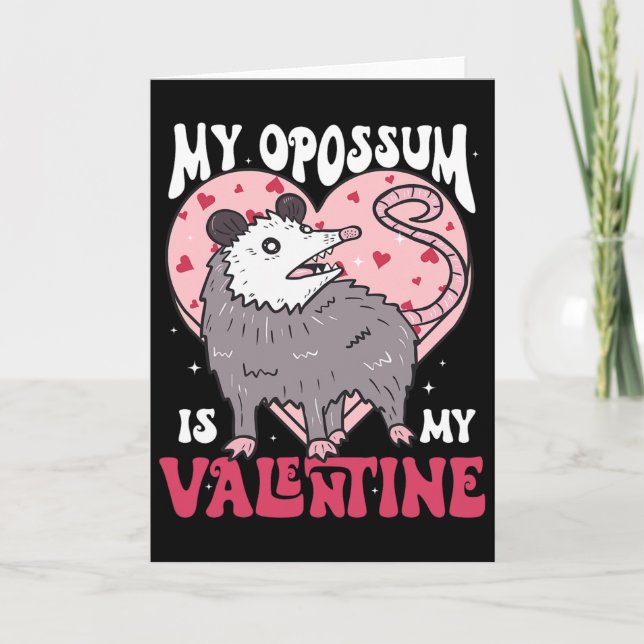 Tarjeta Opossum Es Mi Amor De San Valentín Corazón Opossum (Anverso)