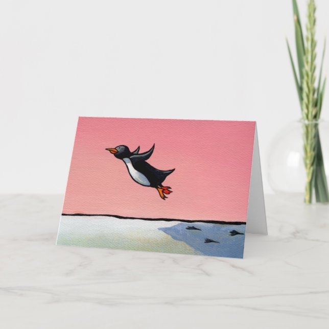 Tarjeta Optimista eterno del arte del pingüino de la (Anverso)