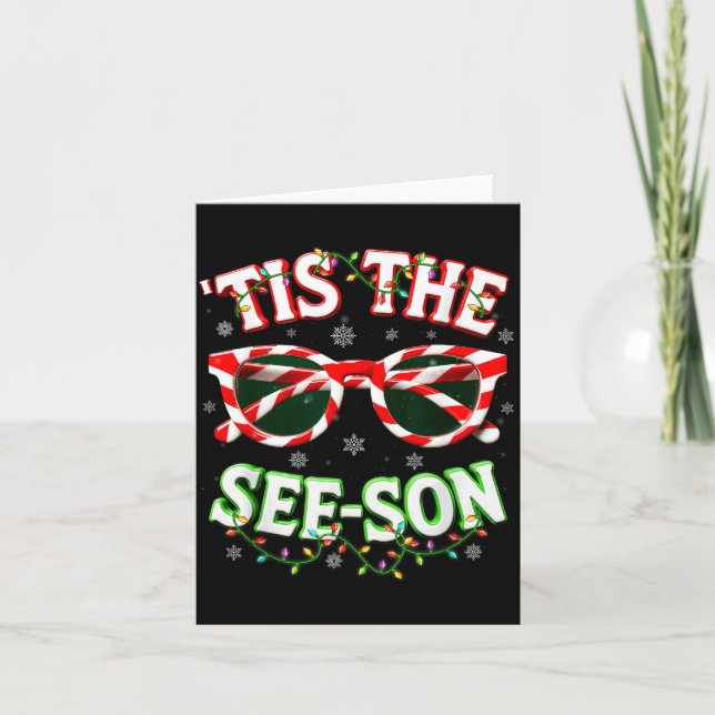 Tarjeta Optometrist Optician Christmas Tis The See-son Xma (Anverso)