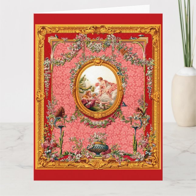 Tarjeta opulenta familia de la impresión barroca del siglo (Anverso)