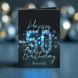 Tarjeta Opulenta Moda zafiro azul y negro 50 cumpleaños