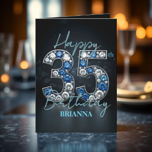 Tarjeta Opulento Glittering Sapphire Diamond 35º cumpleaño