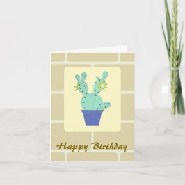 Tarjeta Opuntia Cactus y Wall Bricks Birday Card