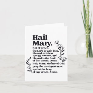 Tarjeta Oración Avemaría Mariana Floral Cristiana Bendita