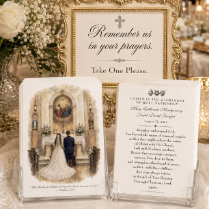 Tarjeta Oración Católica Antigua de Boda Trinidad Santa